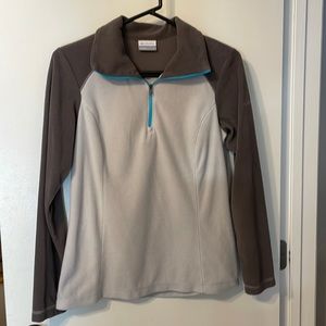 Women’s Columbia Quarter Zip lightweight fleece, light grey, charcoal, turquoise